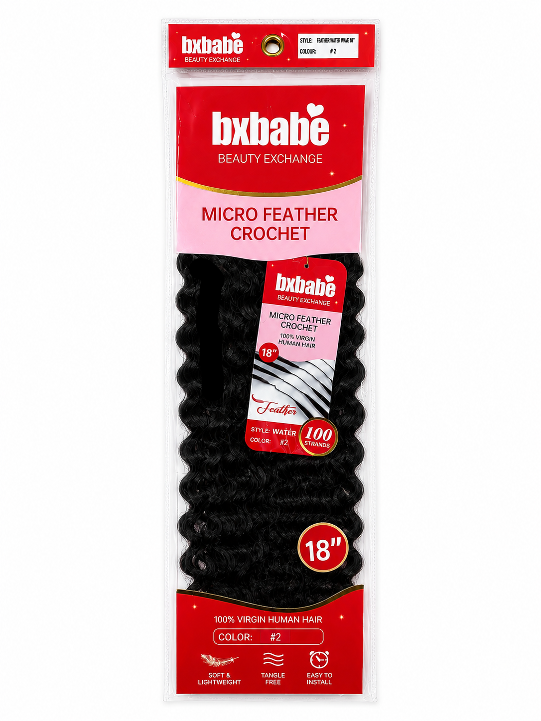 BXBabe Micro Feather Crochet Human Hair – Water Wave 18"