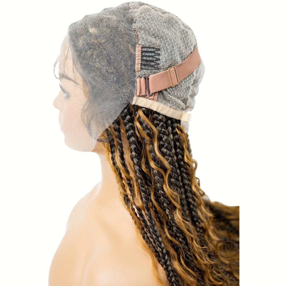 B & B Knotless Synthetic 100% Full HD Lace Wig - Bohemian Box Braid  24" & 32"