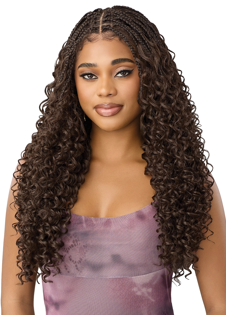 Outre Airtied 100% Fully Hand-Tied Human Hair Blend HD Lace Wig - Boho Passion Box Braids 24"