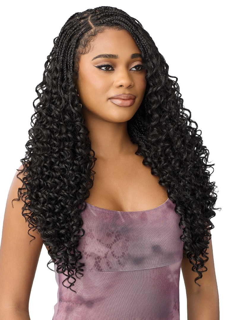Outre Airtied 100% Fully Hand-Tied Human Hair Blend HD Lace Wig - Boho Passion Box Braids 24"
