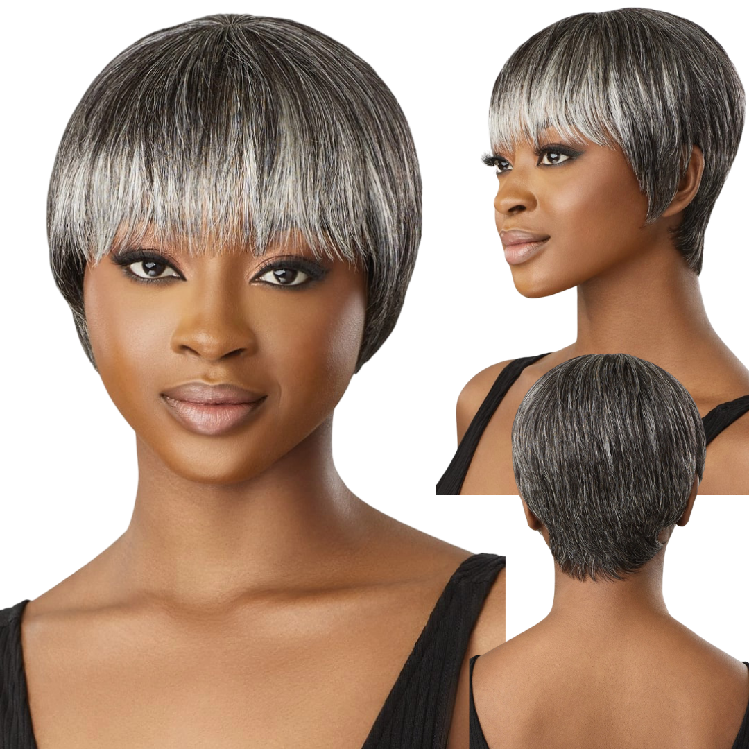 Outre Fab & Fly Cull Cap Wig Gray Glamour Human Hair Full Wig - Zaida