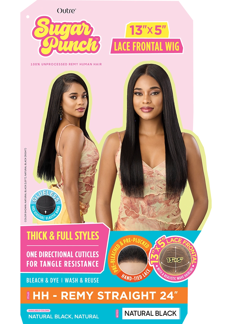 Outre Sugar Punch 13x5 Lace Frontal 100% Unprocessed Human Hair Wig - HH-Remy Straight 24”