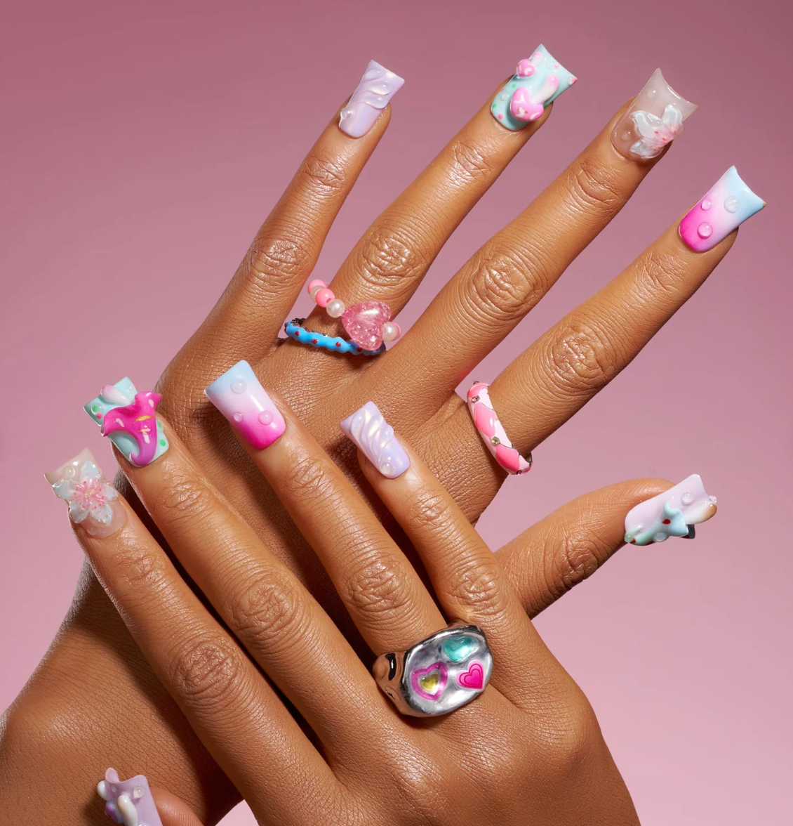 DRESUP Mystical Mushroom Grove Short Coffin Press-On Nails – 12 Pieces