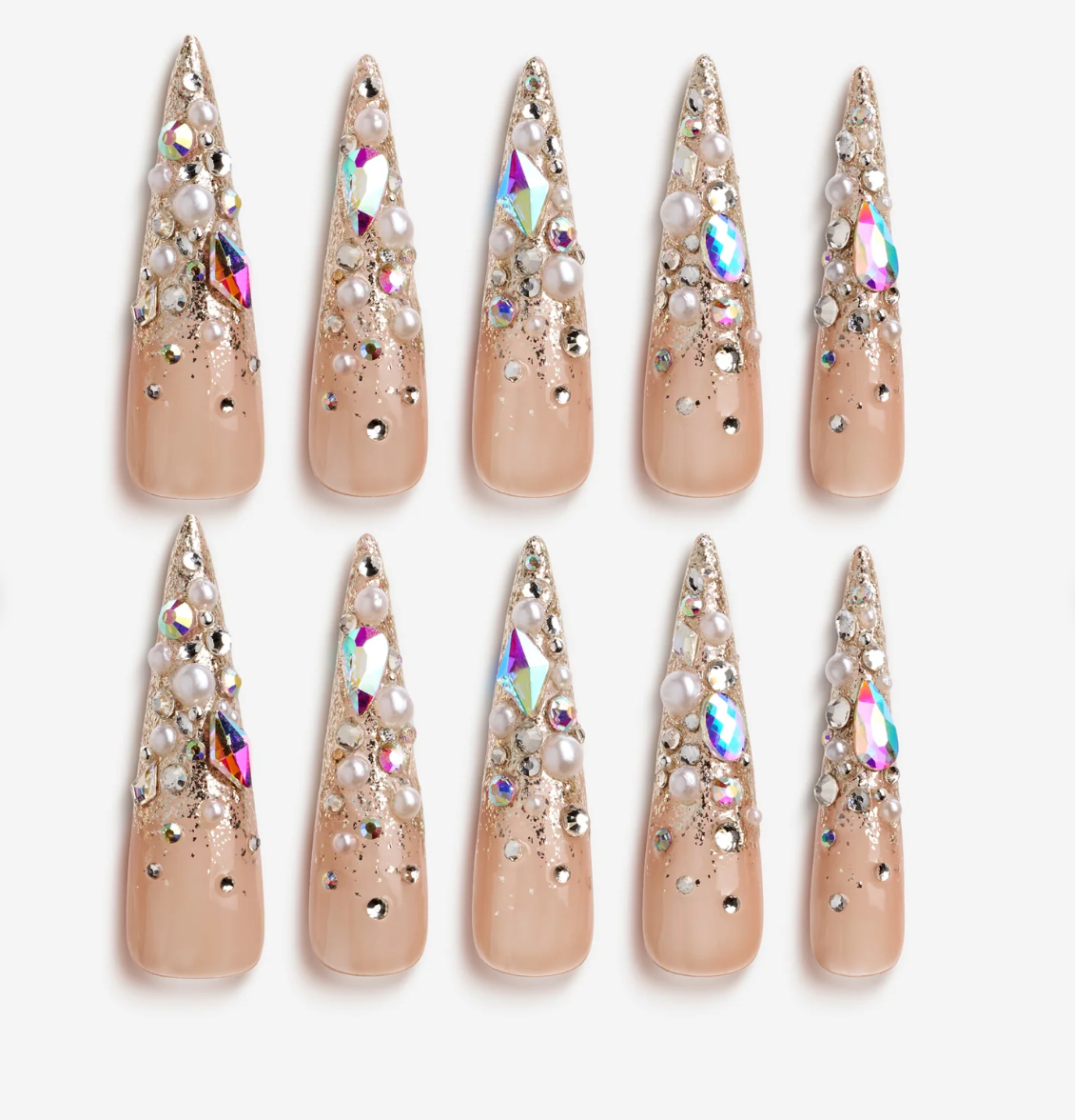 DRESUP Glittery Cosmos Long Stiletto Press-On Nails – 12 Pieces