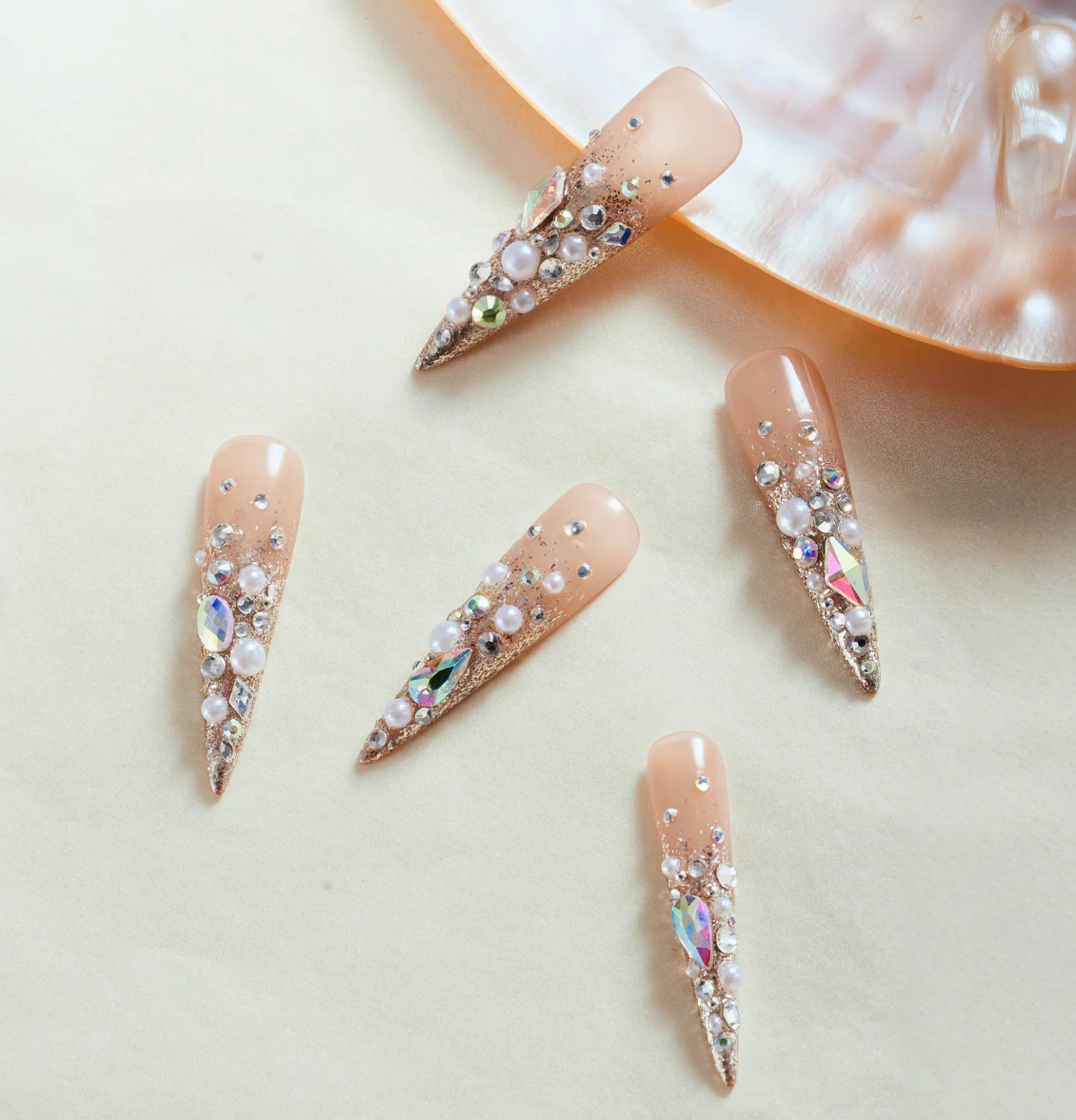 DRESUP Glittery Cosmos Long Stiletto Press-On Nails – 12 Pieces