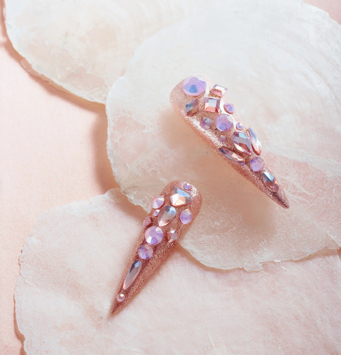 DRESUP Gemstone Wings Long Almond Stiletto Press-On Nails – 12 Pieces