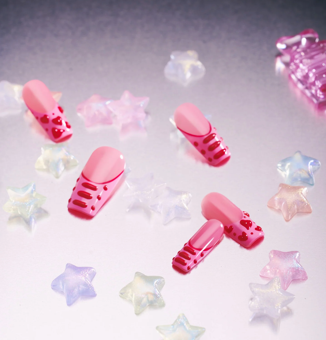 DRESUP Peachy Dreams Short Square Press-On Nails – 12 Pieces