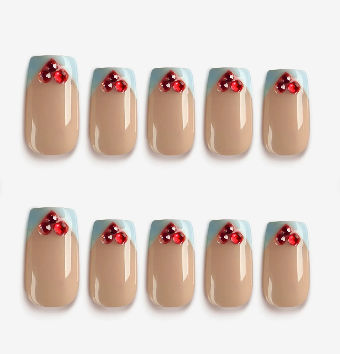 DRESUP Sweet Heart Pink Short Square Press-On Nails – 12 Pieces