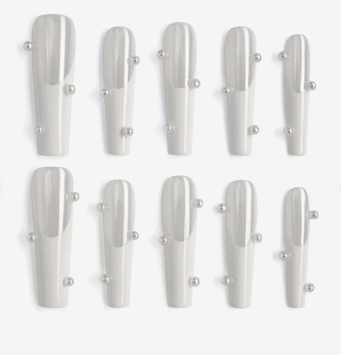 DRESUP Cloud Porcelain Drop Long Pipe Press-On Nails – 12 Pieces
