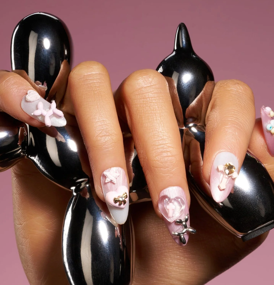 DRESUP Sweet Ballet Medium Almond Press-On Nails – 12 Pieces