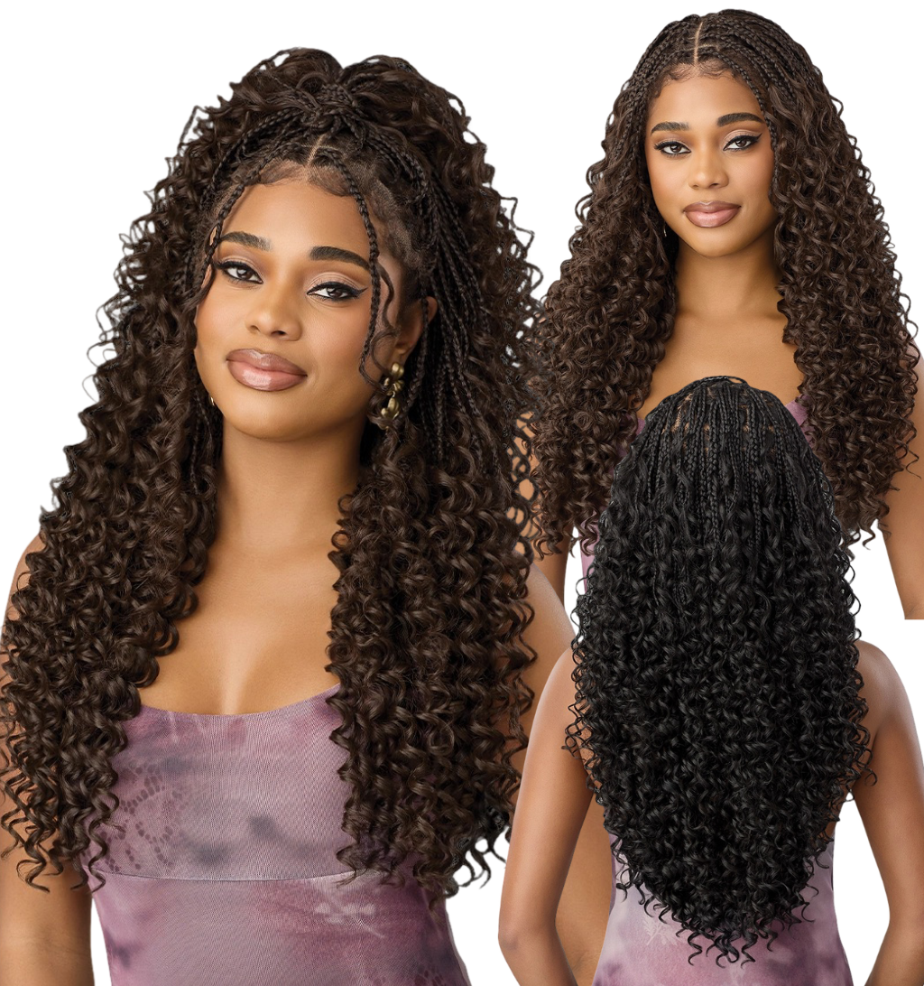 Outre Airtied 100% Fully Hand-Tied Human Hair Blend HD Lace Wig - Boho Passion Box Braids 24"