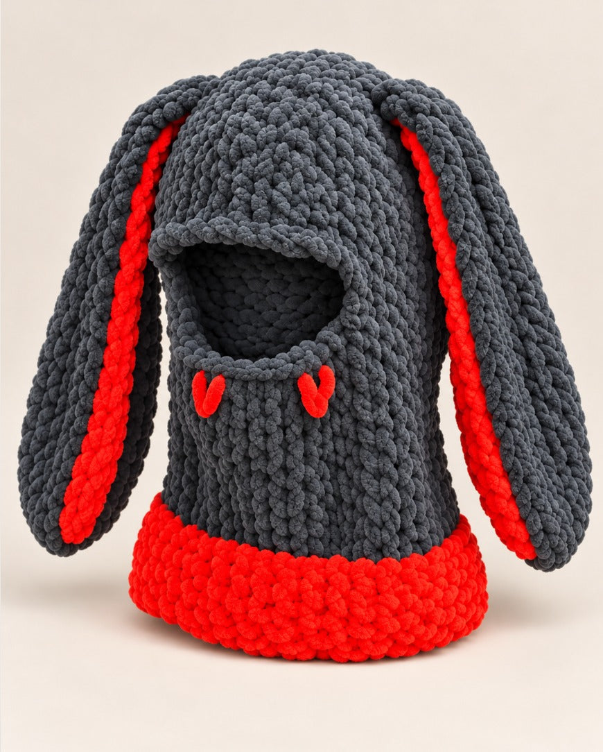 Soft Knit Bunny Ear Balaclava Face Mask