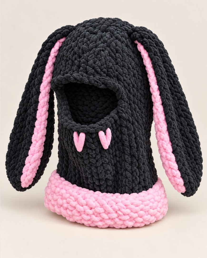 Soft Knit Bunny Ear Balaclava Face Mask