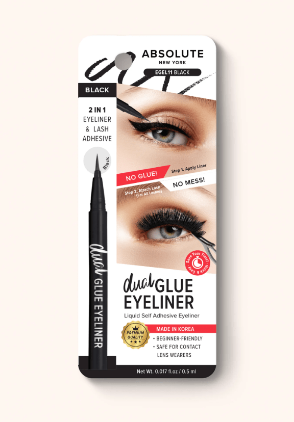 Absolute New York Dual Lash Glue Eyeliner - Black - Beauty Exchange Beauty Supply