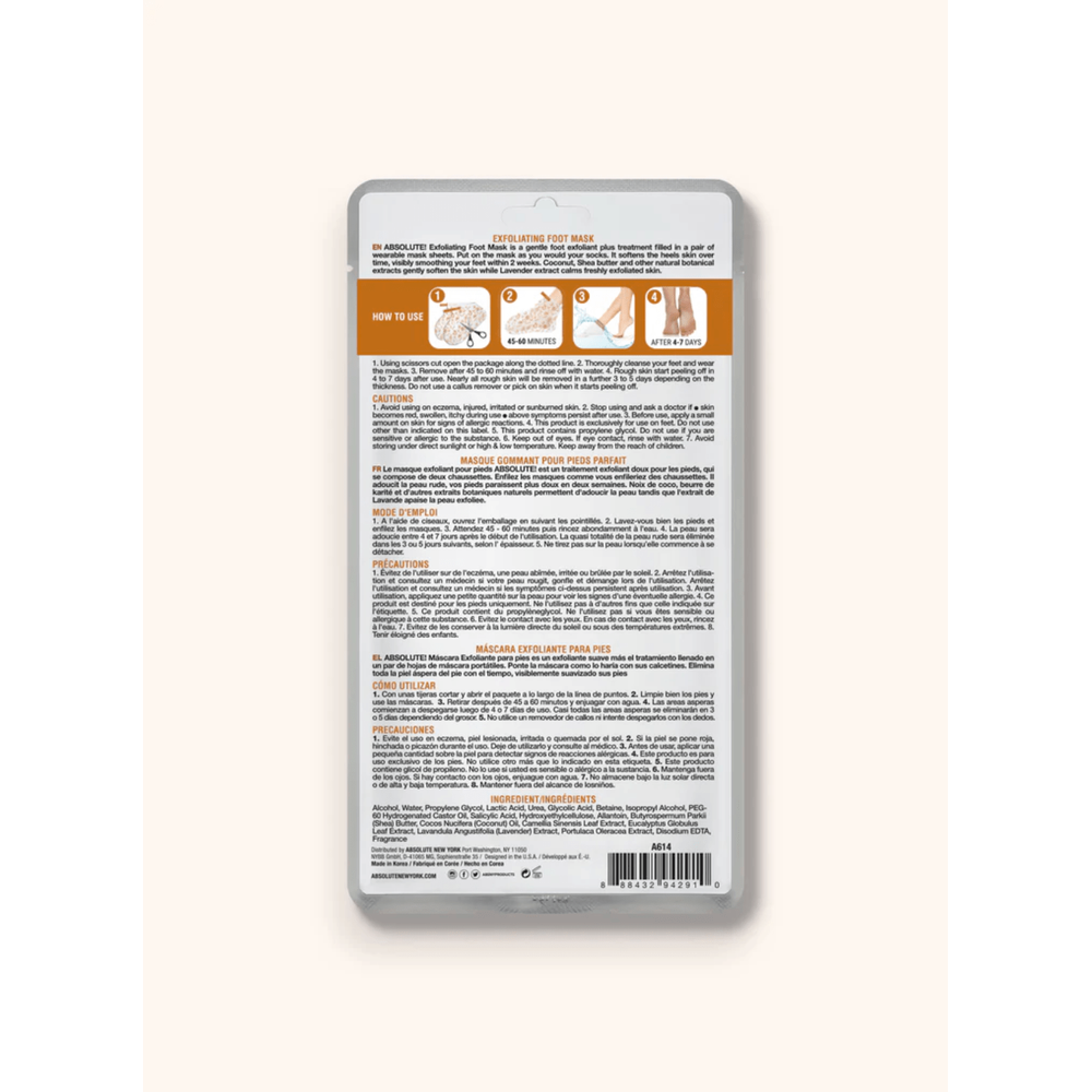 Absolute New York Exfoliating Foot Mask - Beauty Exchange Beauty Supply