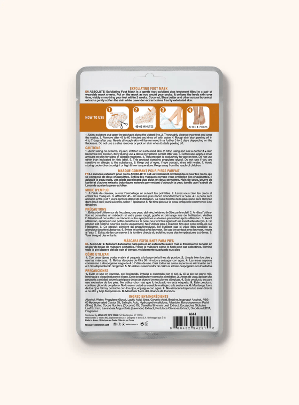 Absolute New York Exfoliating Foot Mask - Beauty Exchange Beauty Supply