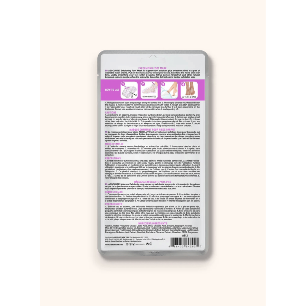 Absolute New York Exfoliating Foot Mask - Beauty Exchange Beauty Supply