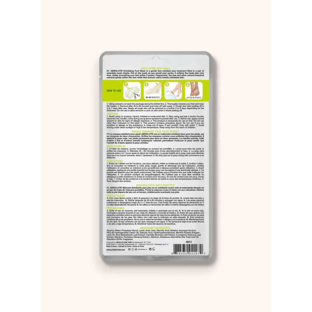 Absolute New York Exfoliating Foot Mask - Beauty Exchange Beauty Supply