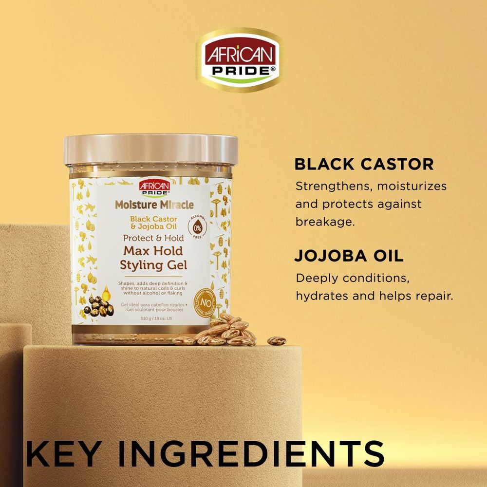 African Pride Black Castor & Jojoba Oil Max Hold Gel 18oz - Beauty Exchange Beauty Supply