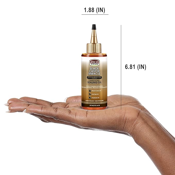 African Pride Black Castor Miracle Hair & Scalp Sealing Oil | Hydrating Oil Treatment for Scalp & Ends – Locks In Moisture, Strengthens, & Soothes – 6 oz - Beauty Exchange Beauty Supply