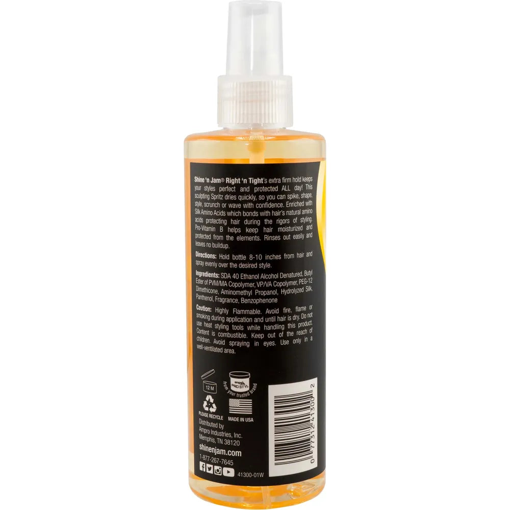 Ampro Shine 'n Jam Right 'N Tight Sculpting Spritz – Superior Hold & Elite Quick - Dry Variants – 8 oz - Beauty Exchange Beauty Supply