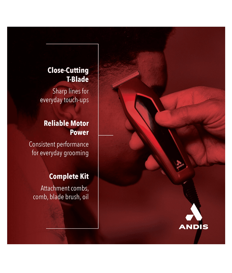 Andis – At-Home Trimmer Ultra Trim Red – 7 Piece Kit - Beauty Exchange Beauty Supply