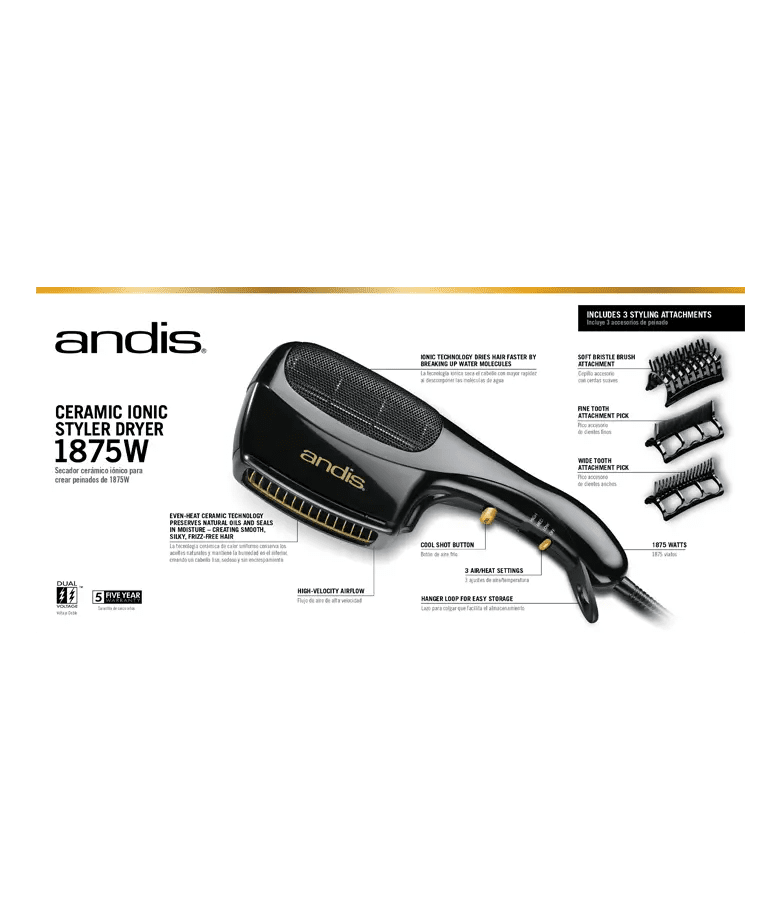 Andis Ceramic Ionic Styler Dryer 1875W – Legacy Edition - Beauty Exchange Beauty Supply
