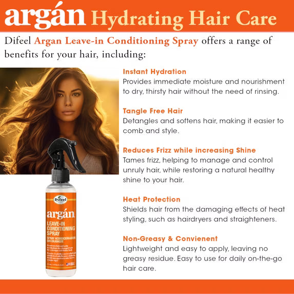 Difeel Argan Hydrating Leave-In Conditioning Spray – 6 oz