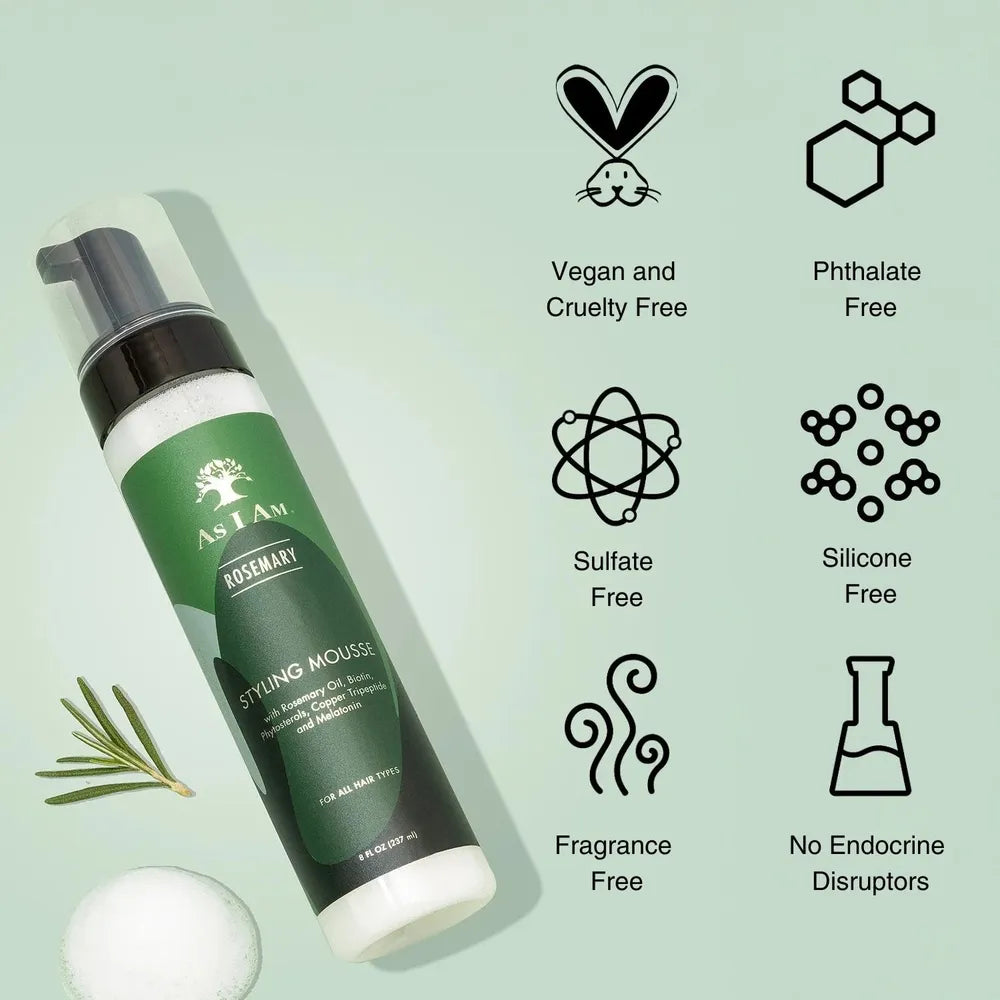As I Am Rosemary Curl Hair Mousse – 8 fl oz - Beauty Exchange Beauty Supply