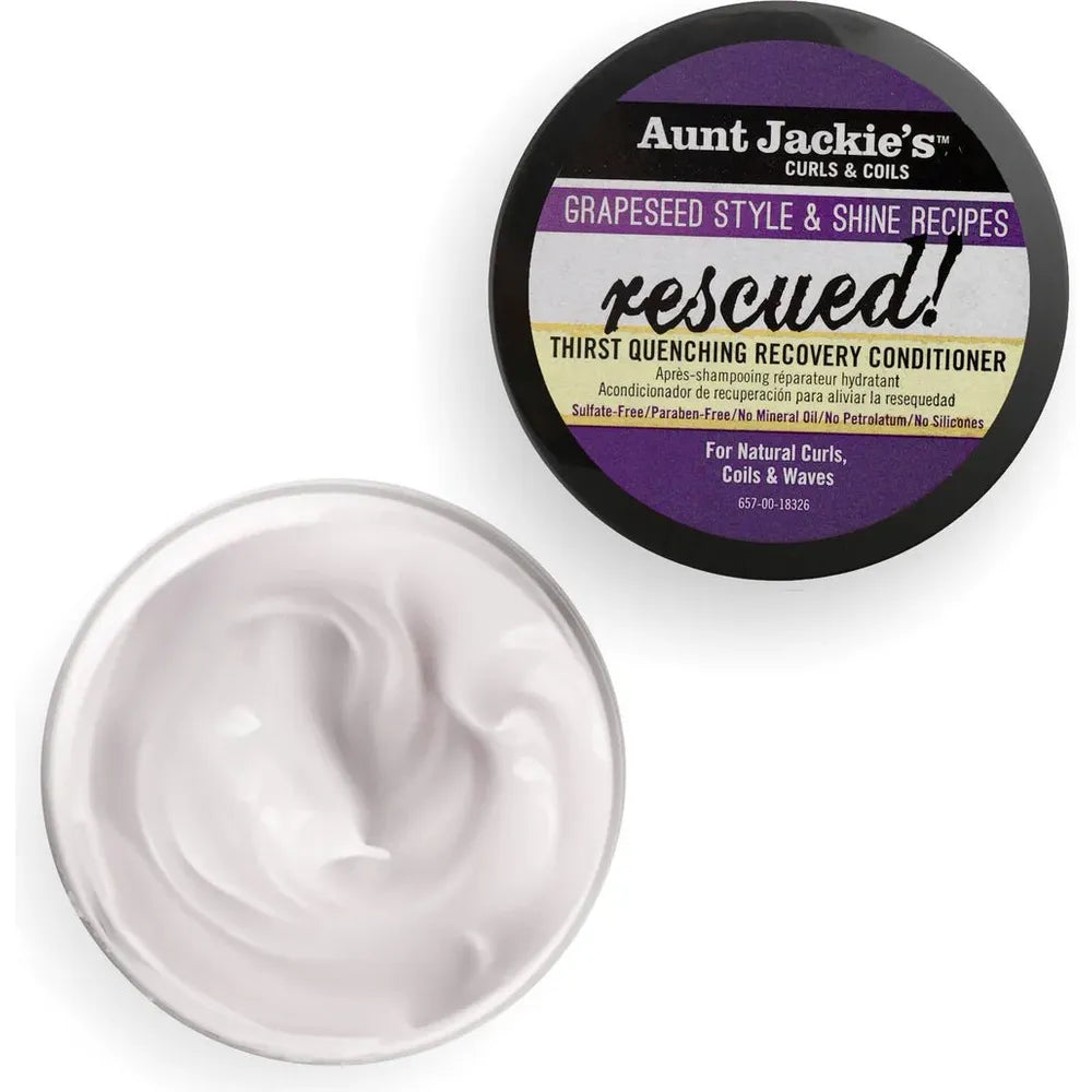 Aunt Jackie’s Grapeseed Style & Shine Rescued! Thirst Quenching Hair Recovery Conditioner | Moisture - Sealing Repair Treatment for Dry, Damaged Hair – 15 oz - Beauty Exchange Beauty Supply