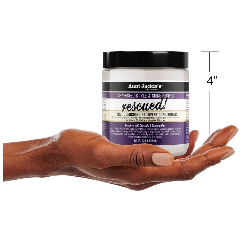 Aunt Jackie’s Grapeseed Style & Shine Rescued! Thirst Quenching Hair Recovery Conditioner | Moisture - Sealing Repair Treatment for Dry, Damaged Hair – 15 oz - Beauty Exchange Beauty Supply