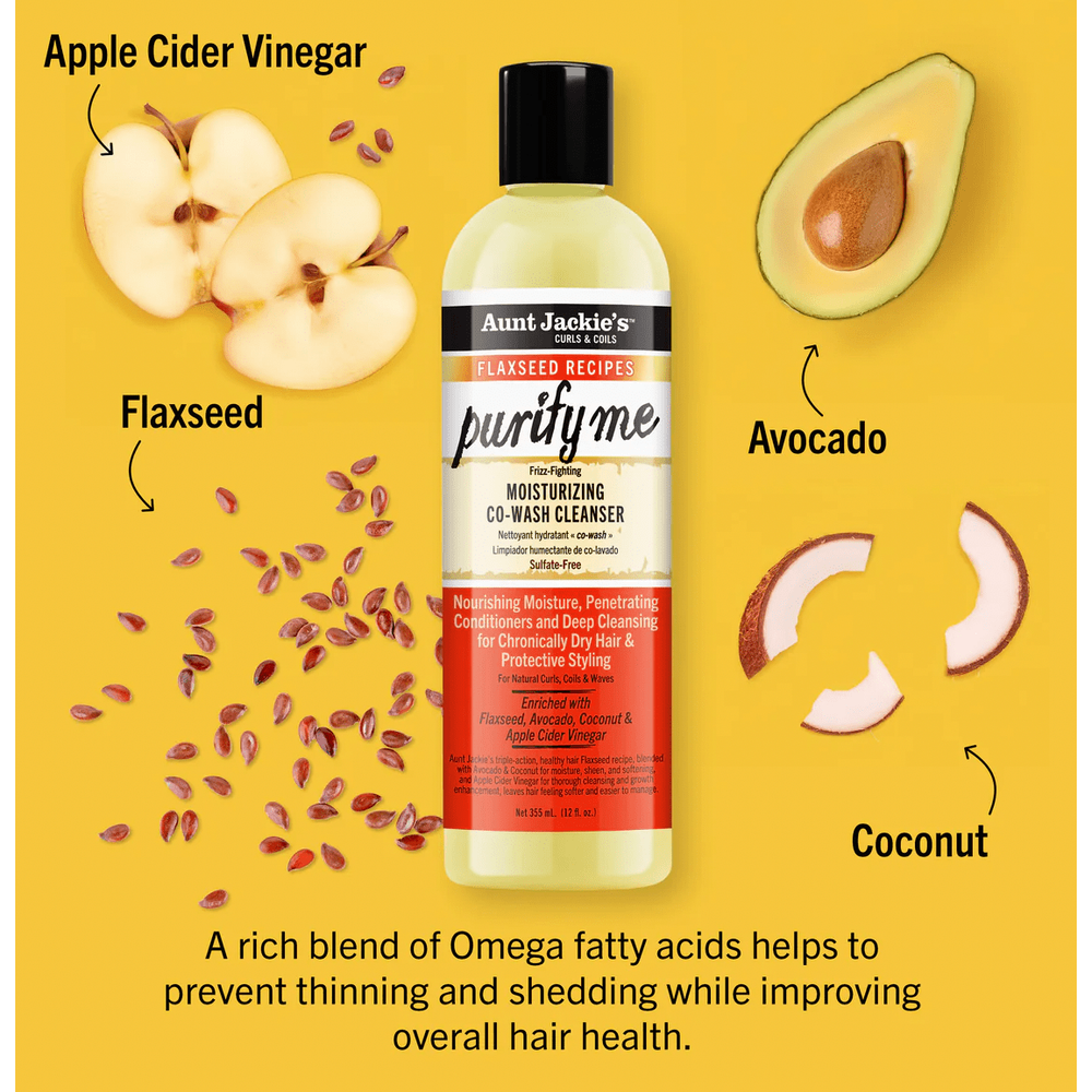 Aunt Jackie’s Purify Me Moisturizing Co - Wash Cleanser – 12 oz | Sulfate - Free 3 - in - 1 Cleanser for Natural Curls & Coils - Beauty Exchange Beauty Supply