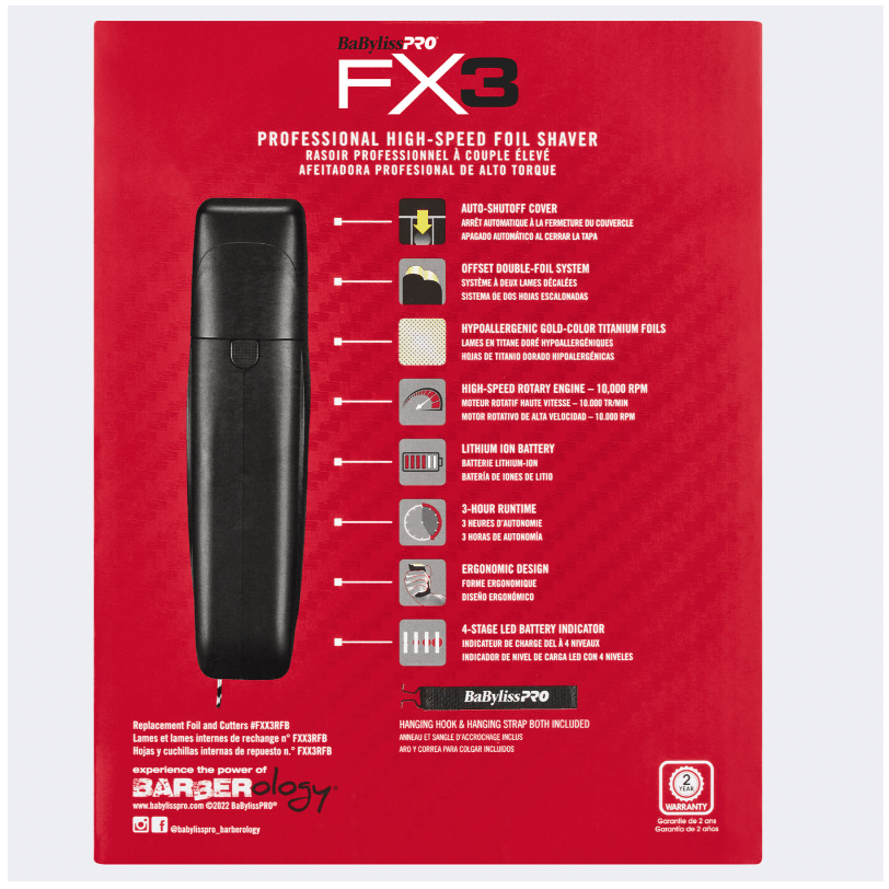 BaBylissPRO FX3 Cordless Clipper – High - Torque Fade Machine DLC Blade - Beauty Exchange Beauty Supply