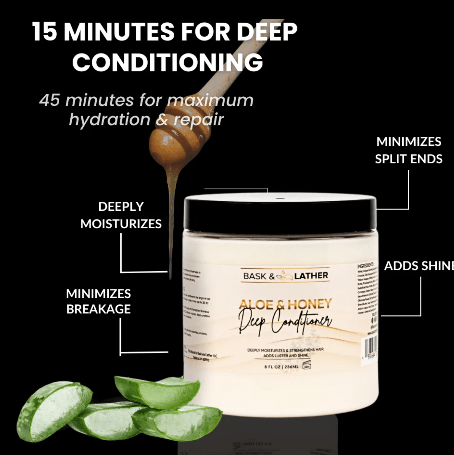 Bask & Lather Aloe Honey Deep Conditioner – 8oz - Beauty Exchange Beauty Supply
