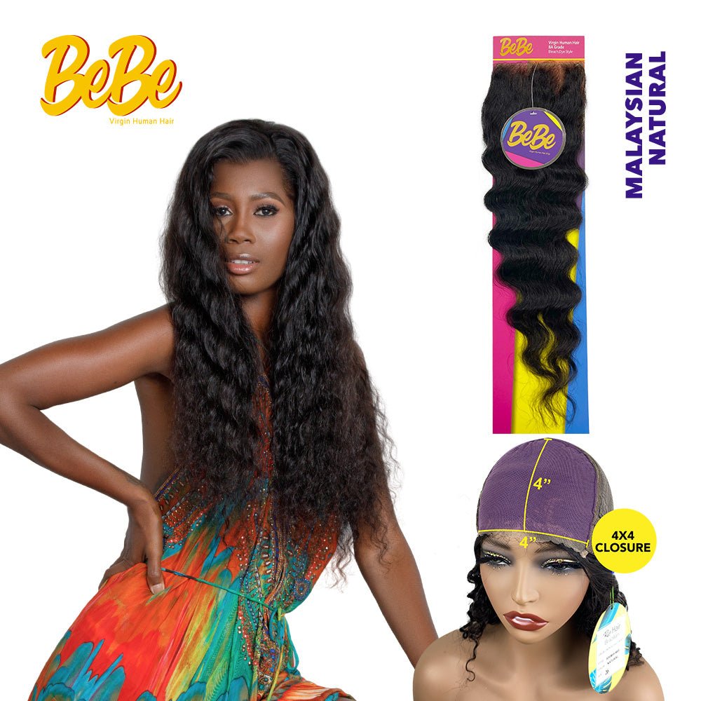BeBe 100% Virgin Human Hair 4x4 Closure - Malaysian - Beauty Exchange Beauty Supply