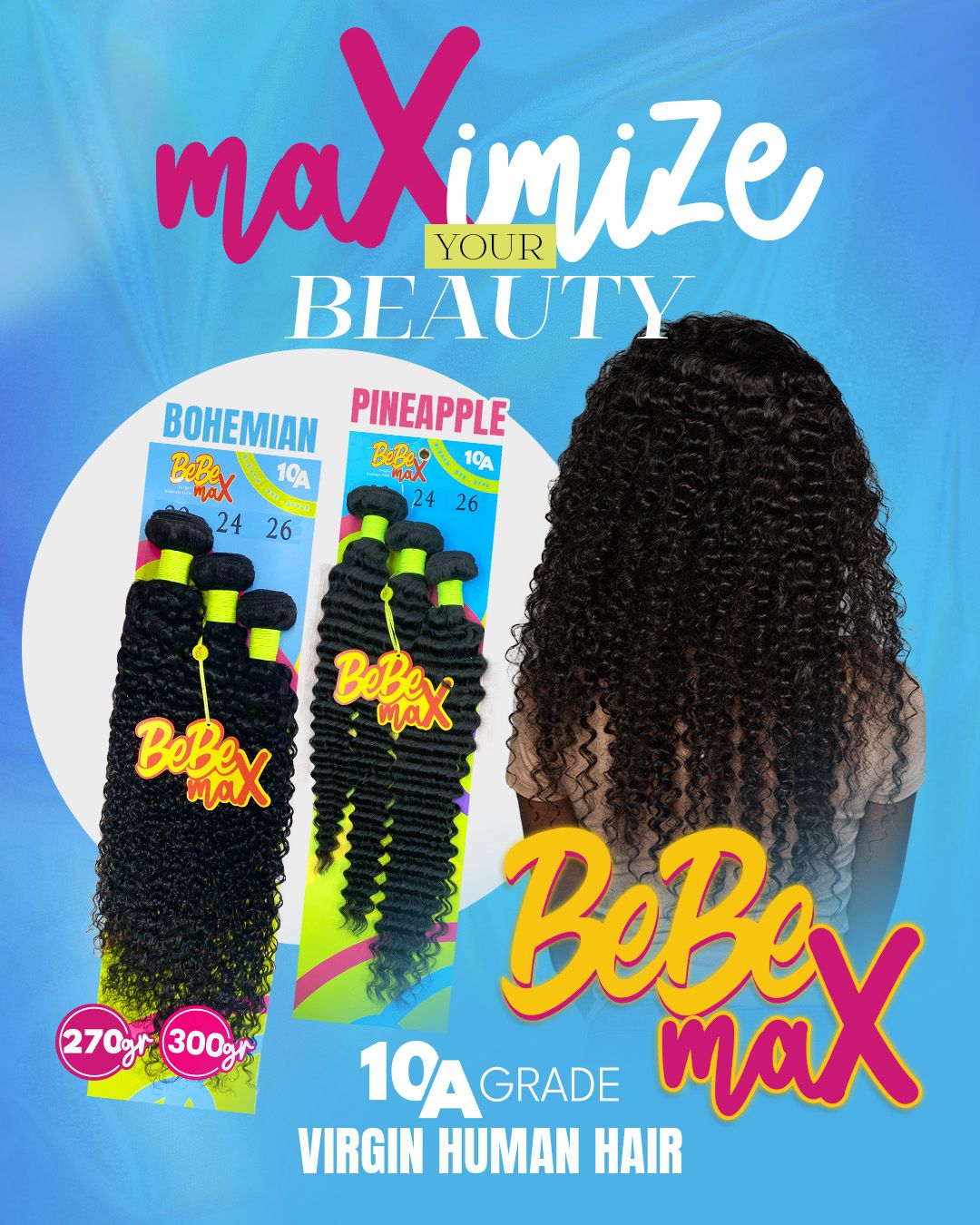 BeBe MAX 100% Virgin Human Hair Multipack 10A - Bohemian - Beauty Exchange Beauty Supply
