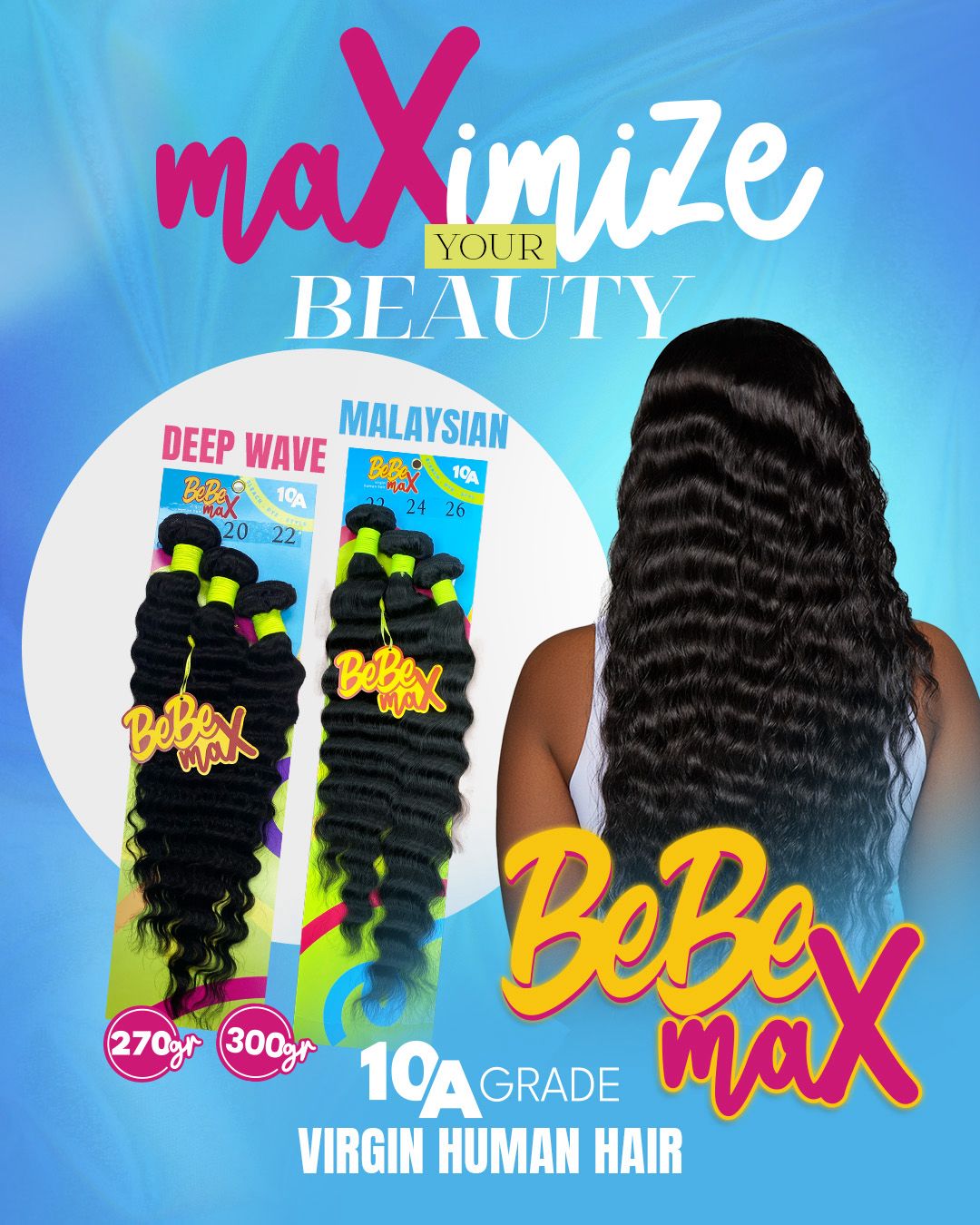 BeBe MAX 100% Virgin Human Hair Multipack 10A - Malaysian Wave - Beauty Exchange Beauty Supply