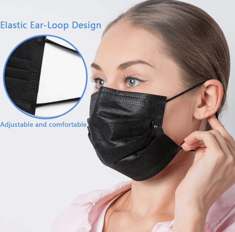 Black Face Mask 3 Layer Disposable - 50 Pcs - Beauty Exchange Beauty Supply