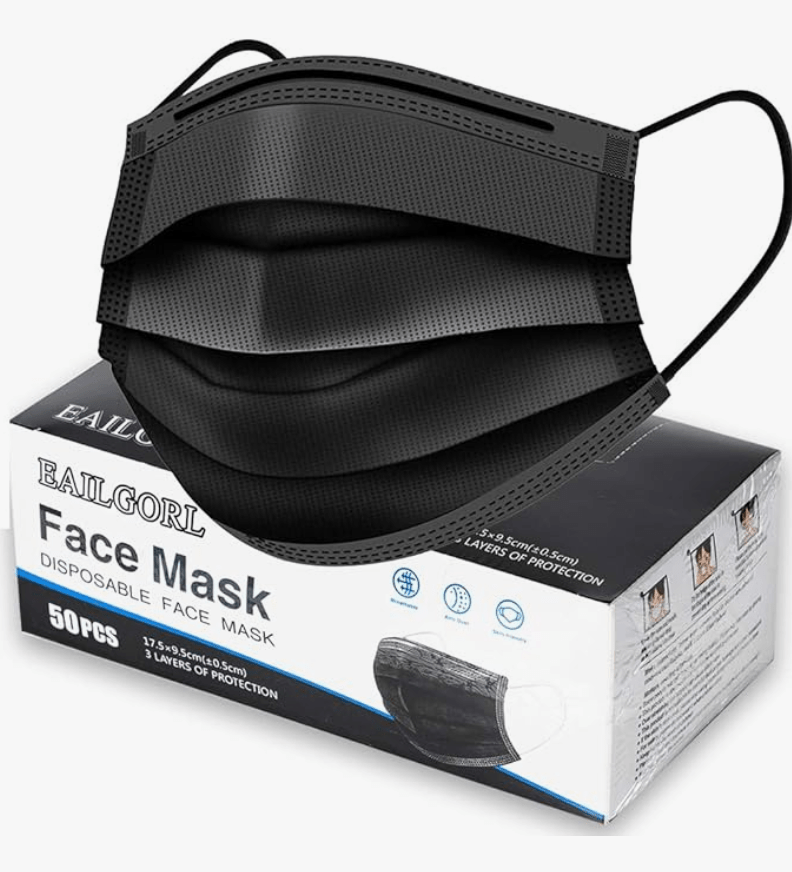 Black Face Mask 3 Layer Disposable - 50 Pcs - Beauty Exchange Beauty Supply