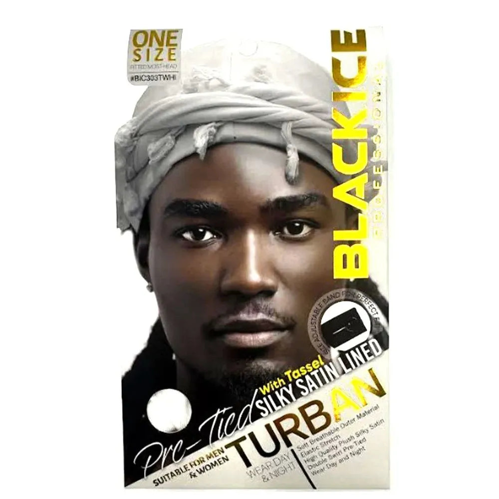 Black Ice Professional Silky Satin Lined Turban – Pre - Tied - Beauty Exchange Beauty Supply