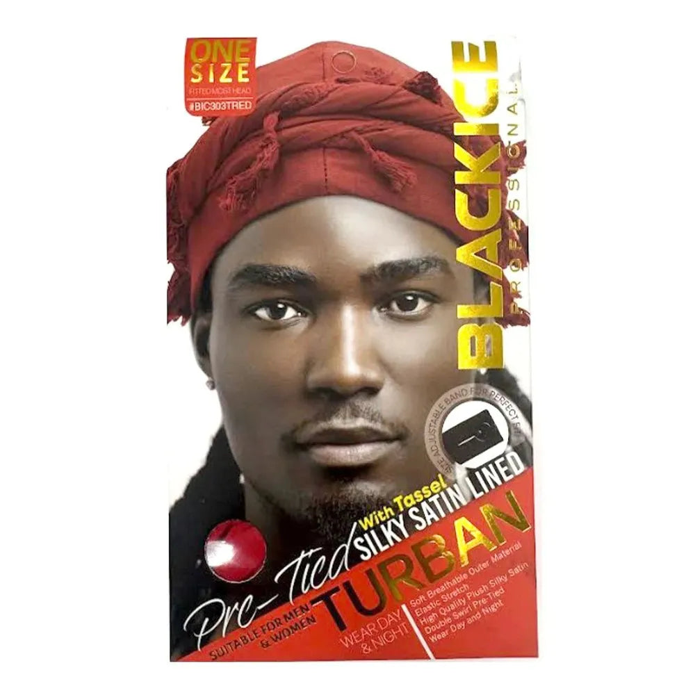 Black Ice Professional Silky Satin Lined Turban – Pre - Tied - Beauty Exchange Beauty Supply