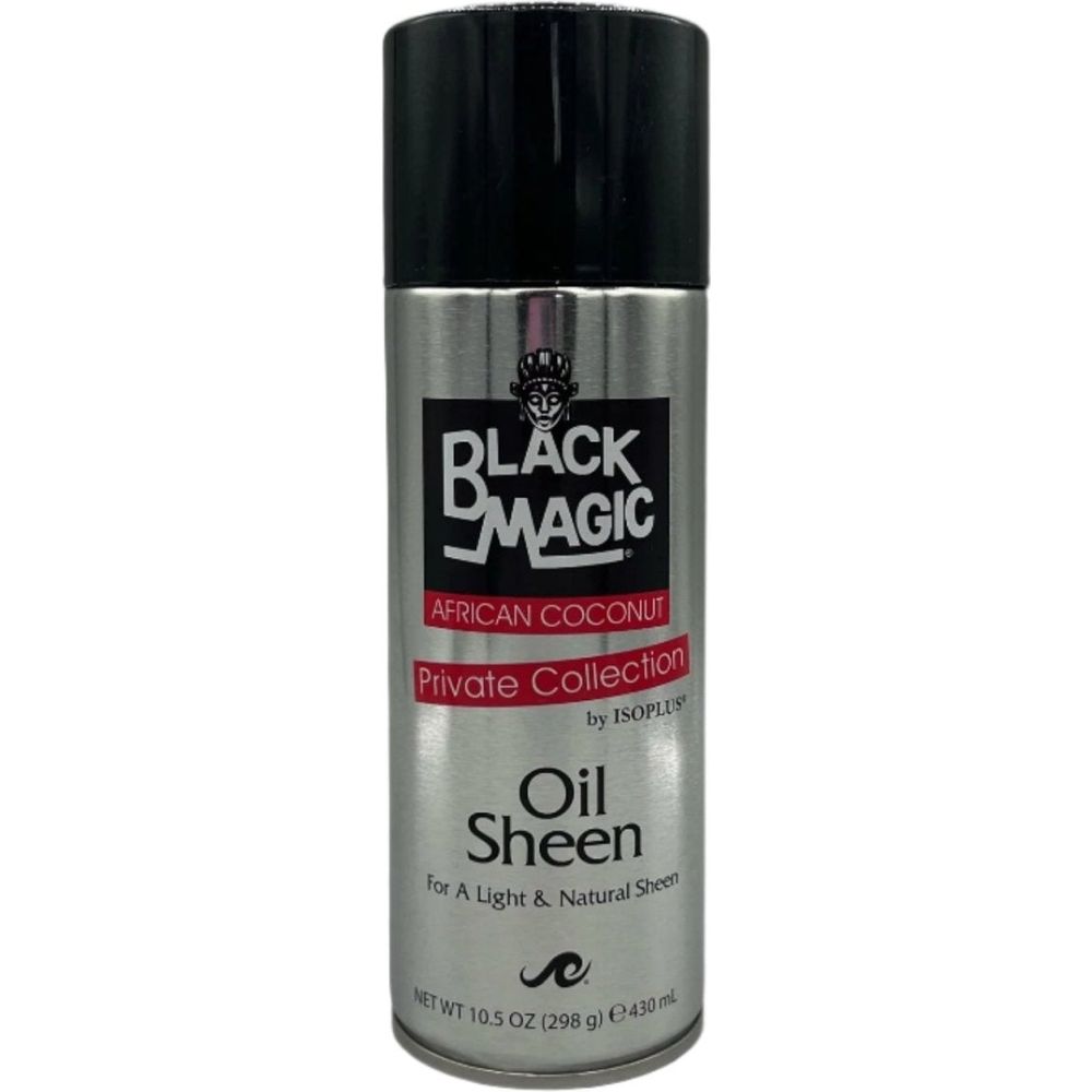 Black Magic Oil Sheen – Coconut & Cherry (Isoplus Private Collection), Lightweight Shine Spray – 10.5 oz - Beauty Exchange Beauty Supply