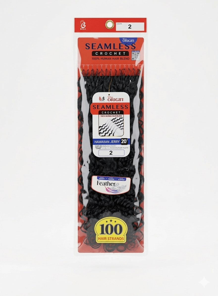 Bobbi Boss 100% Human Hair Blend Seamless Crochet – Hawiian Jerry - Beauty Exchange Beauty Supply