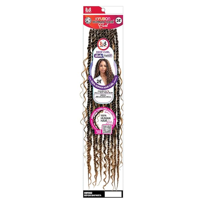 Bobbi Boss Infusion Human Hair Deep Curl Boho Twist 24" – Crochet Braid | 100% Human Hair Blend | Lightweight, Natural Texture - Beauty Exchange Beauty Supply