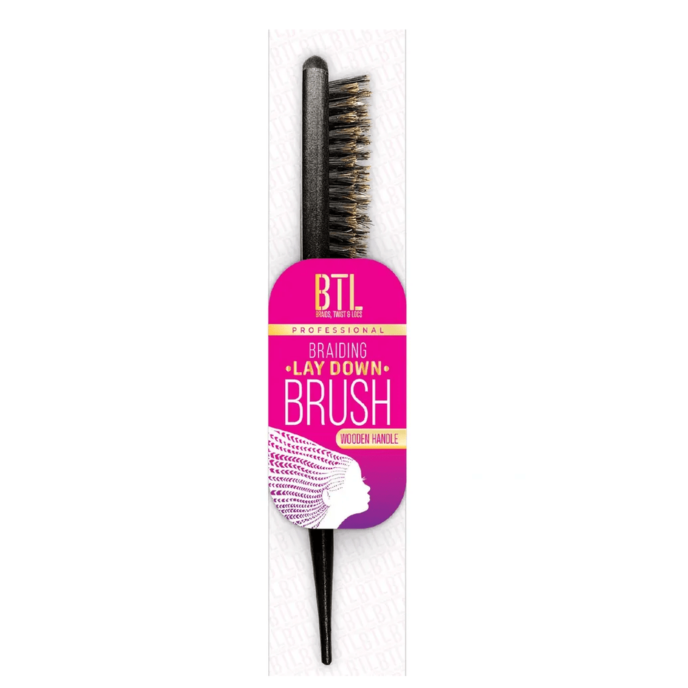 BTL Braiding Lay Down Brush with Wooden Handle - Beauty Exchange Beauty Supply