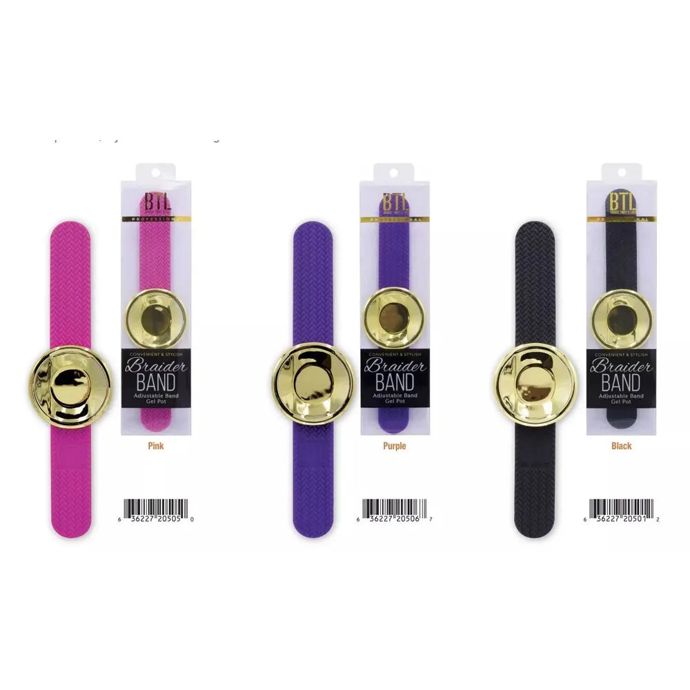 BTL Professional Braider Bands – Strong Hold, No Breakage, Single Color Packs (Black / Pink / Violet) - Beauty Exchange Beauty Supply