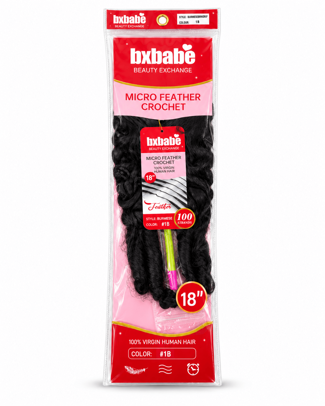 BXBabe Micro Feather Crochet Human Hair – Burmese Curl 18" - Beauty Exchange Beauty Supply