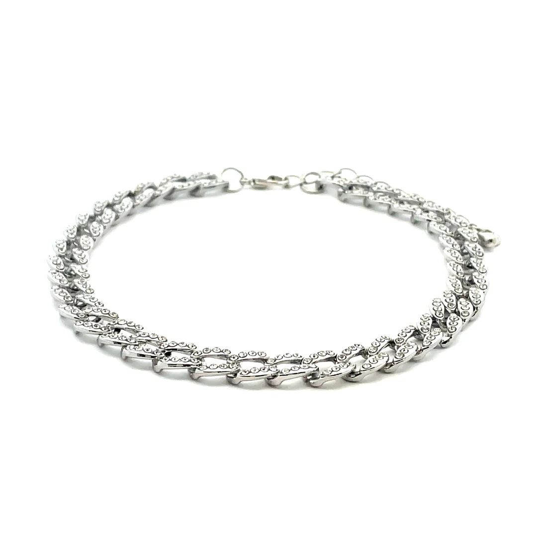 The One Jewelry Iced Anklet & Bracelet