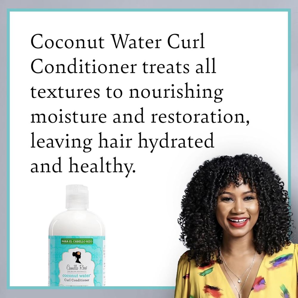 Camille Rose Coconut Water Curl Conditioner with Natural Coconut, Rosemary, & Castor Oils to Hydrate and Detangle, for Curly & Coily Hair Types, 12 oz - Beauty Exchange Beauty Supply