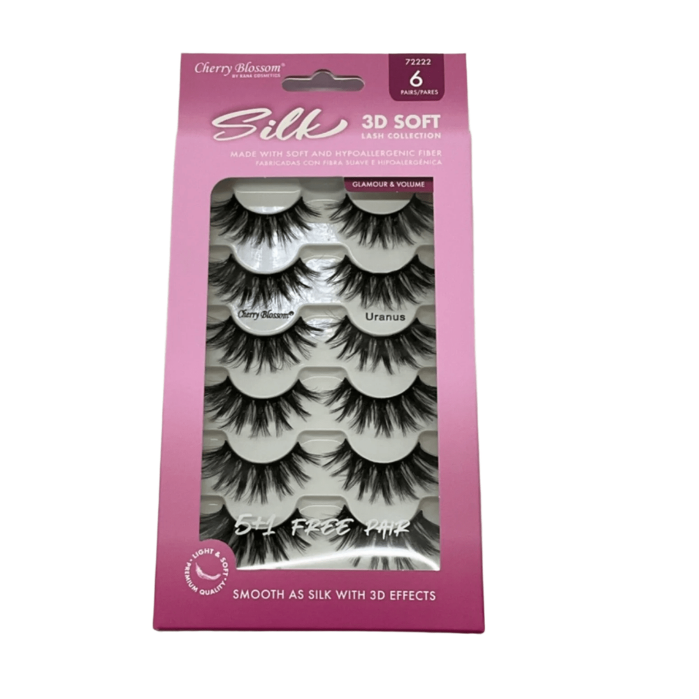 Cherry Blossom Silk 3D Soft Eyelashes – 5+1 Free Pair | Ultra - Soft, Lightweight & Wispy | Styles 21 Pluto, 22 Uranus, 23 Ceres - Beauty Exchange Beauty Supply